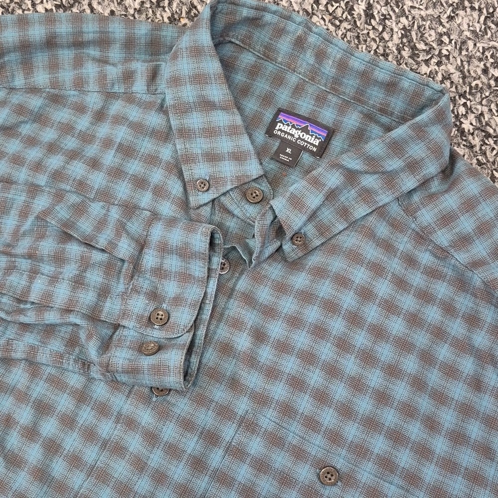 Patagonia 53900 Men's Vjosa Long Sleeve Cotton‎ Shirt Green Plaid Size XL